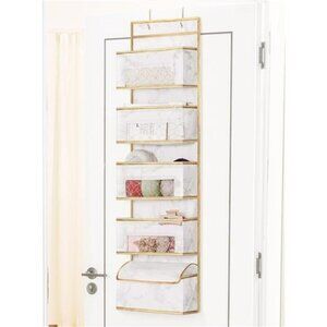 Over Door Hanging Organizer 5 Shelf Marble Closet Storage for Bathroom Nursery